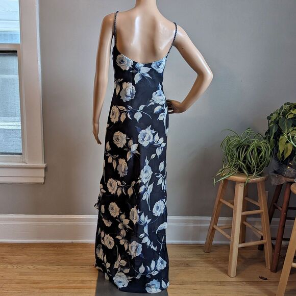 Vintage 90s Y2K Jessica McClintock Floral Gown Bejeweled Straps Maxi Dress 8 - Picture 4 of 11